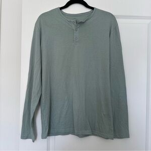 True Classic (M) Muted Bluish Grey Long Sleeve Henley- Contemporary Athletic Cut